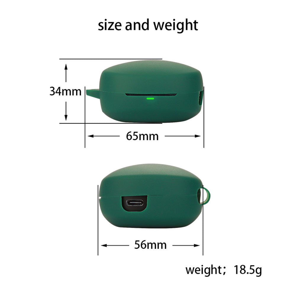 For QCY T13 X Silicone Protective Cover Bluetooth Earphone Anti-drop Case with Anti-lost Buckle