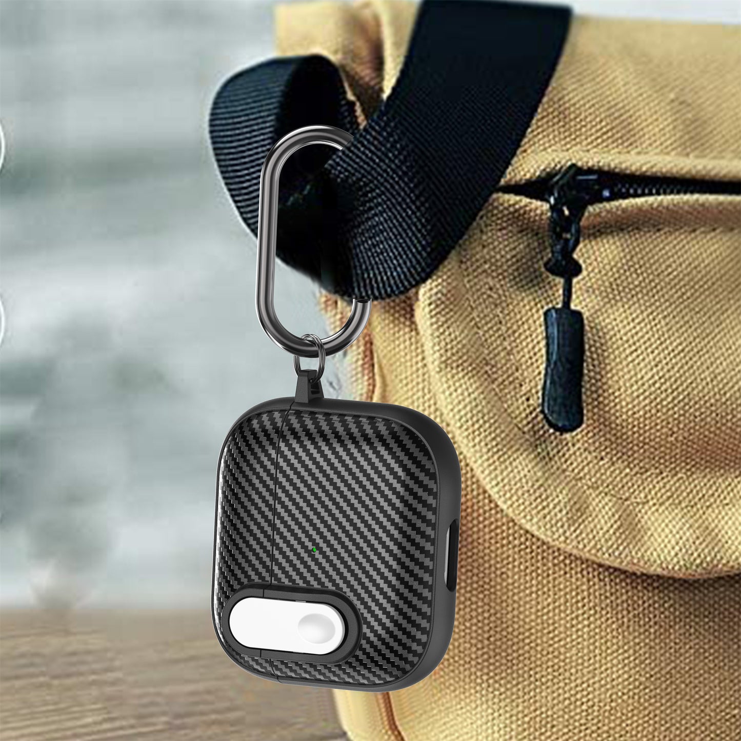 For Apple AirPods 3 TPU+PC Headset Case Buckle Design Carbon Fiber Cover with Anti Lost Hook