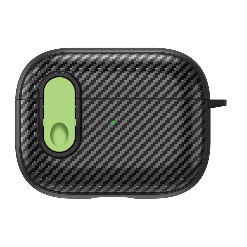 For Apple AirPods Pro Wireless Earbuds Case Carbon Fiber TPU+PC Colorful Buckle Cover with Keychain