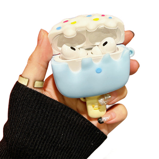 For Apple AirPods Pro / Pro 2 Ice Cream Design Earphone Protective Cover Silicone Case with Anti-lost Buckle