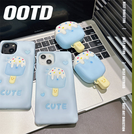 Silicone Cover for AirPods with Charging Case (2016) / (2019) / AirPods with Wireless Charging Case (2019) Ice Cream Design Earphone Protective Case