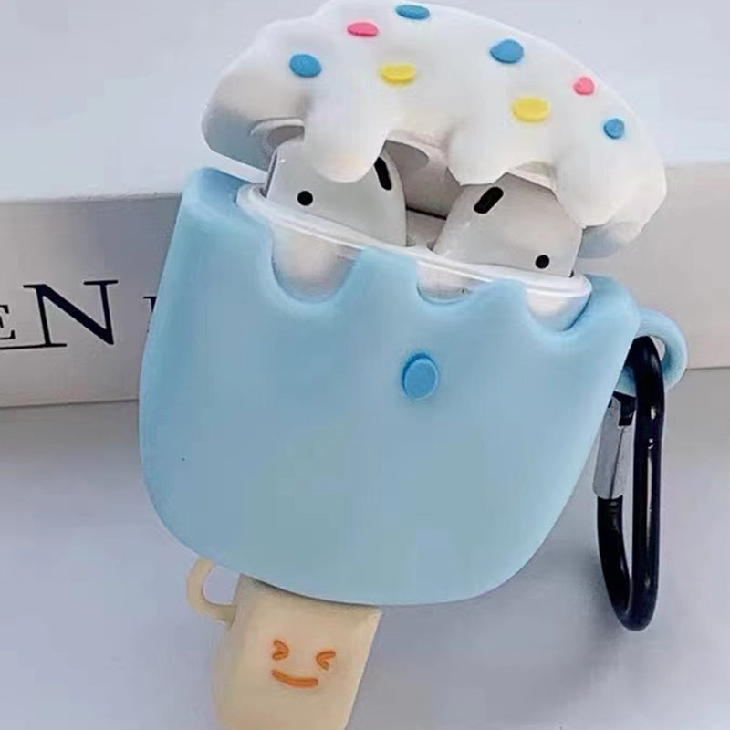 Silicone Cover for AirPods with Charging Case (2016) / (2019) / AirPods with Wireless Charging Case (2019) Ice Cream Design Earphone Protective Case