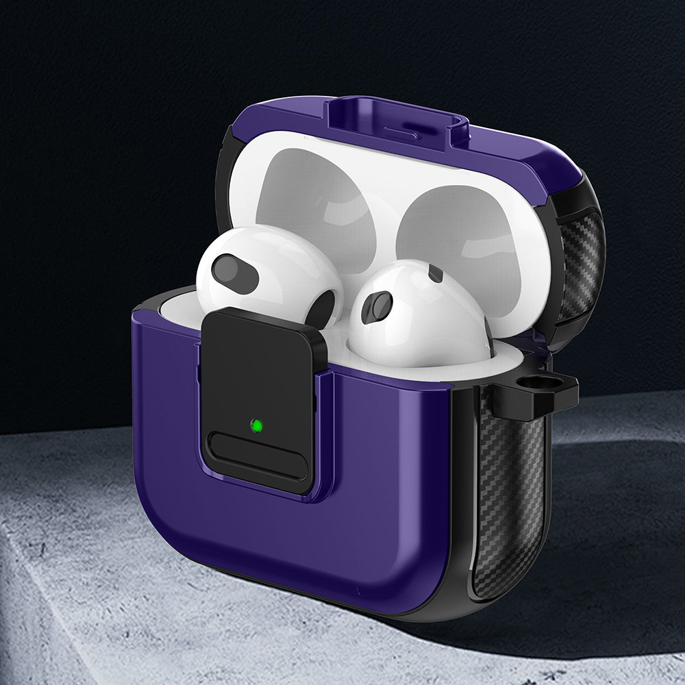 For Apple AirPods 3 Bluetooth Earphone Magnetic Case Buckle Design Earbud TPU Cover with Carabiner