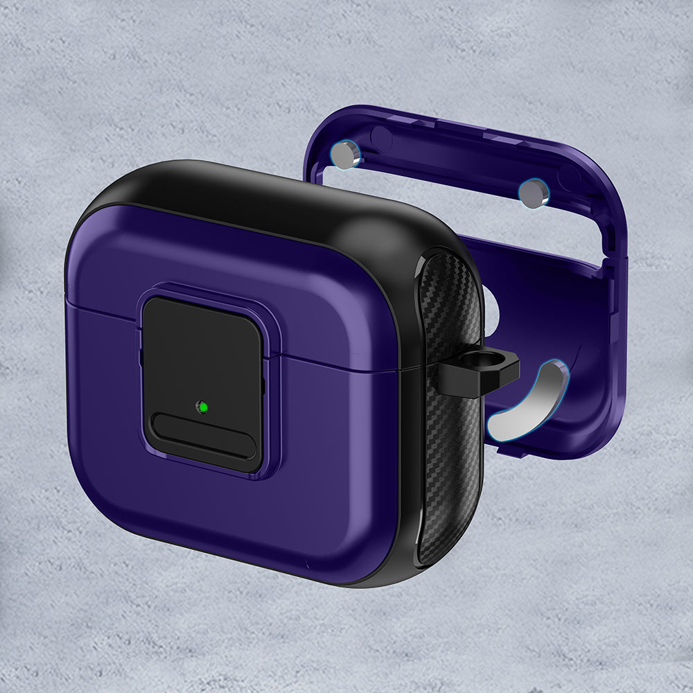 For Apple AirPods 3 Bluetooth Earphone Magnetic Case Buckle Design Earbud TPU Cover with Carabiner