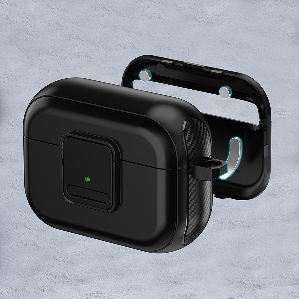 Magnetic Case for Apple AirPods Pro , Buckle Design Bluetooth Earphone TPU Cover with Carabiner