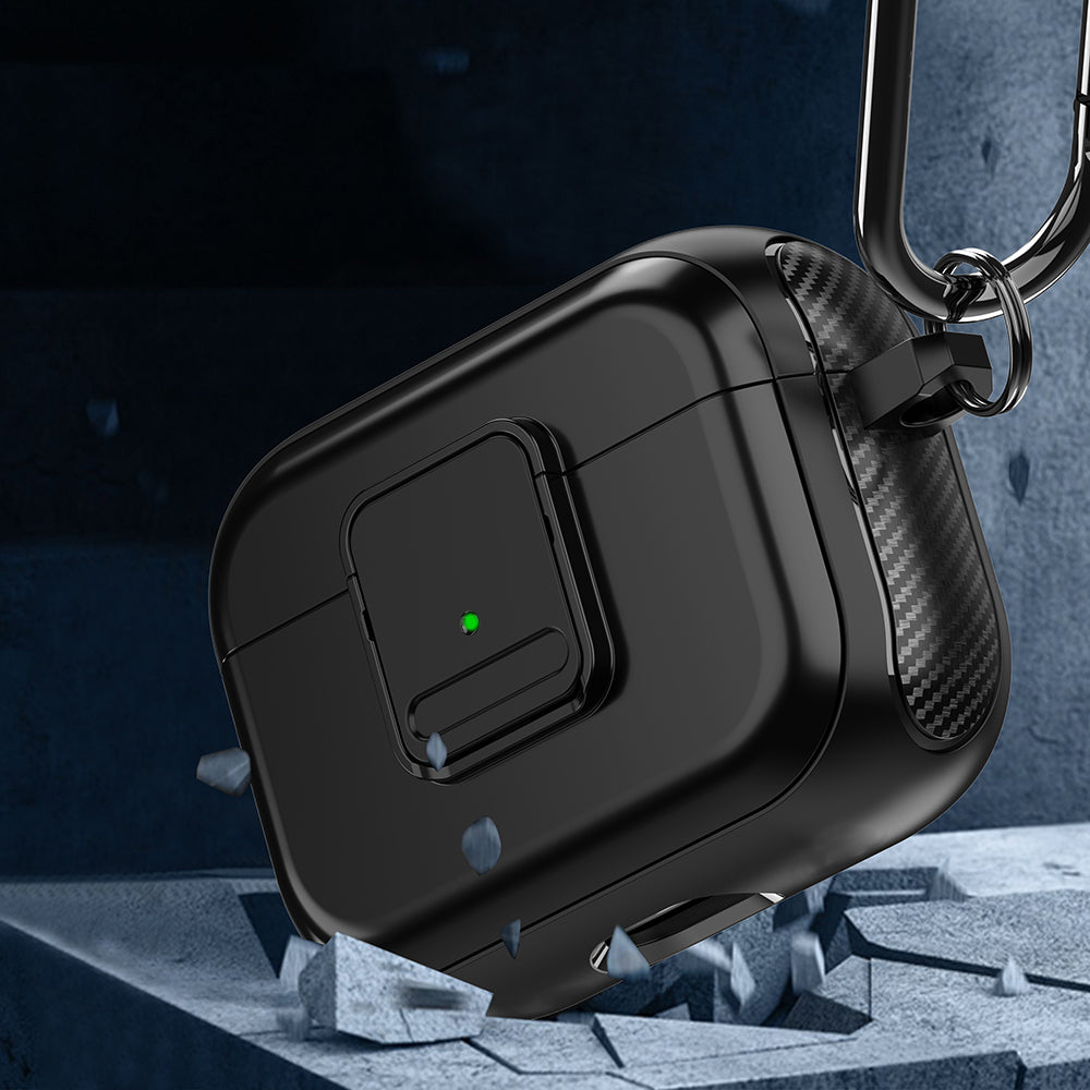 Magnetic Case for Apple AirPods Pro , Buckle Design Bluetooth Earphone TPU Cover with Carabiner