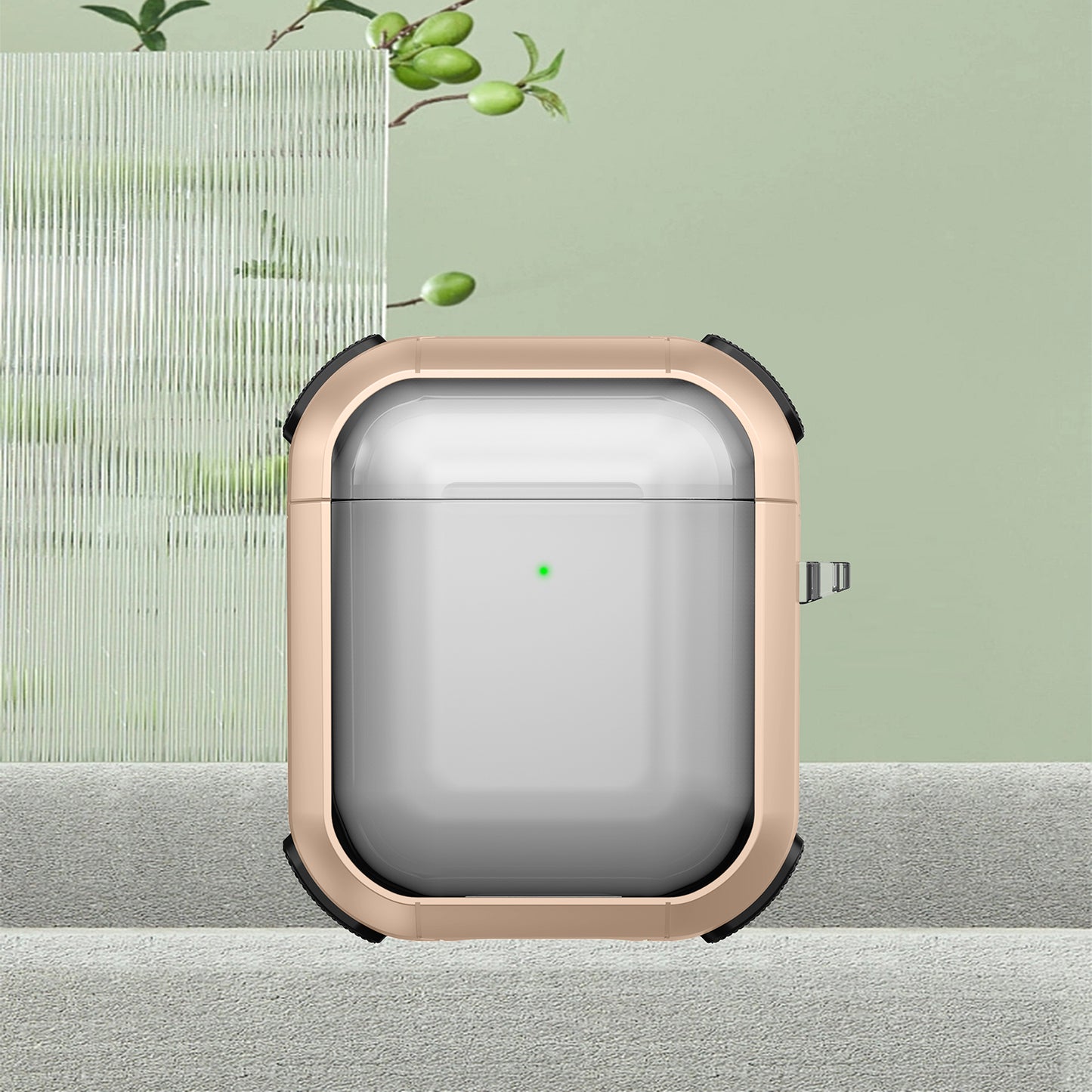Earphone Case for Apple AirPods with Charging Case (2016) / (2019) / AirPods with Wireless Charging Case (2019) PC+TPU Clear Cover with Carabiner