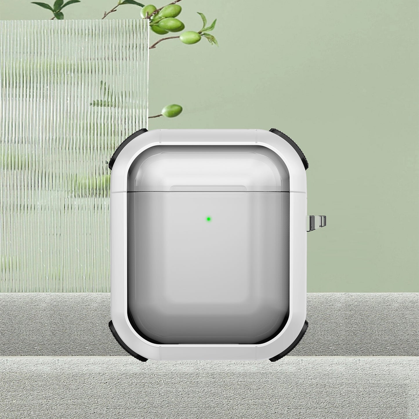 Earphone Case for Apple AirPods with Charging Case (2016) / (2019) / AirPods with Wireless Charging Case (2019) PC+TPU Clear Cover with Carabiner