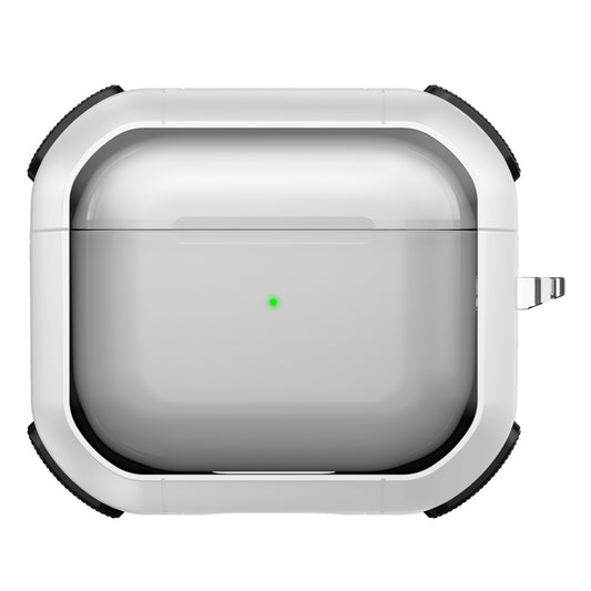 For Apple AirPods 3 Bluetooth Earphone Protective Case PC+TPU Transparent Earbud Cover with Carabiner