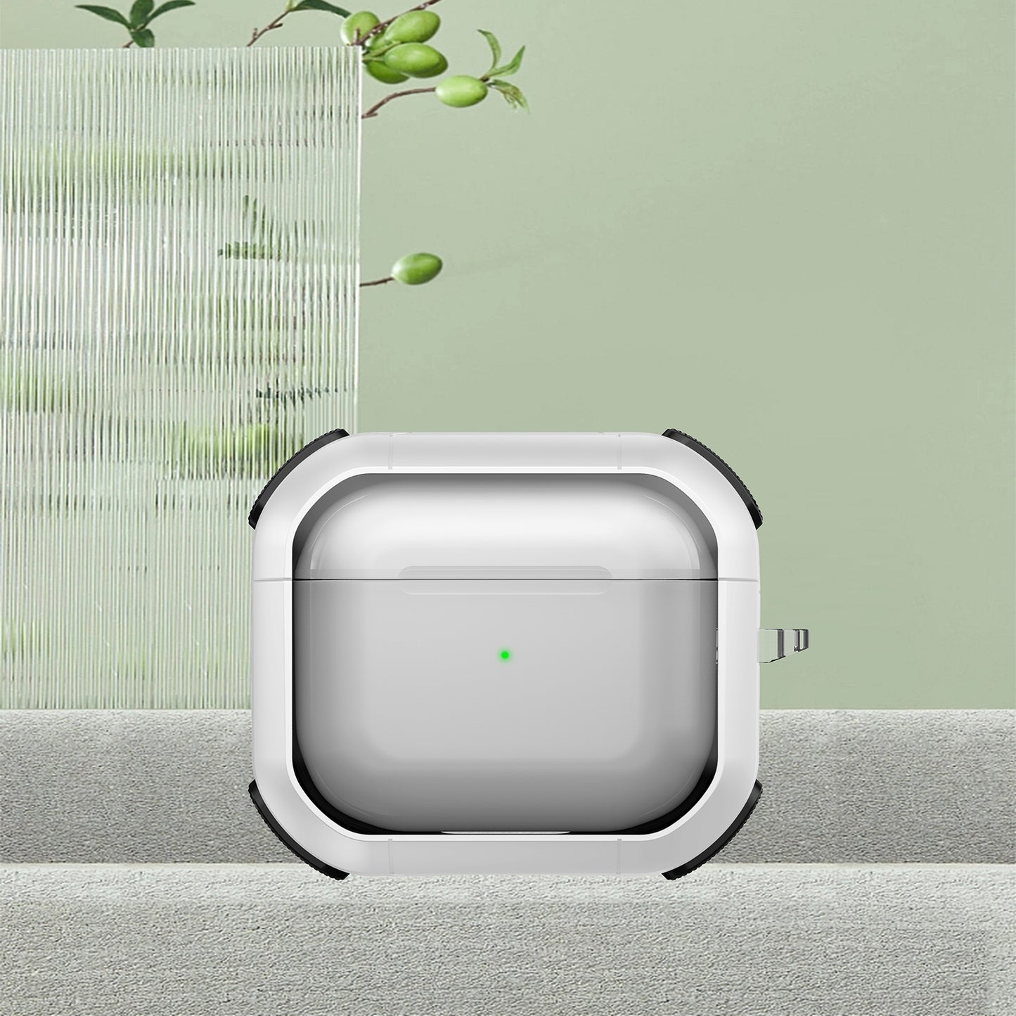 For Apple AirPods 3 Bluetooth Earphone Protective Case PC+TPU Transparent Earbud Cover with Carabiner