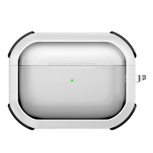 For Apple AirPods Pro Bluetooth Earphone Case Transparent PC+TPU Earbud Cover with Carabiner