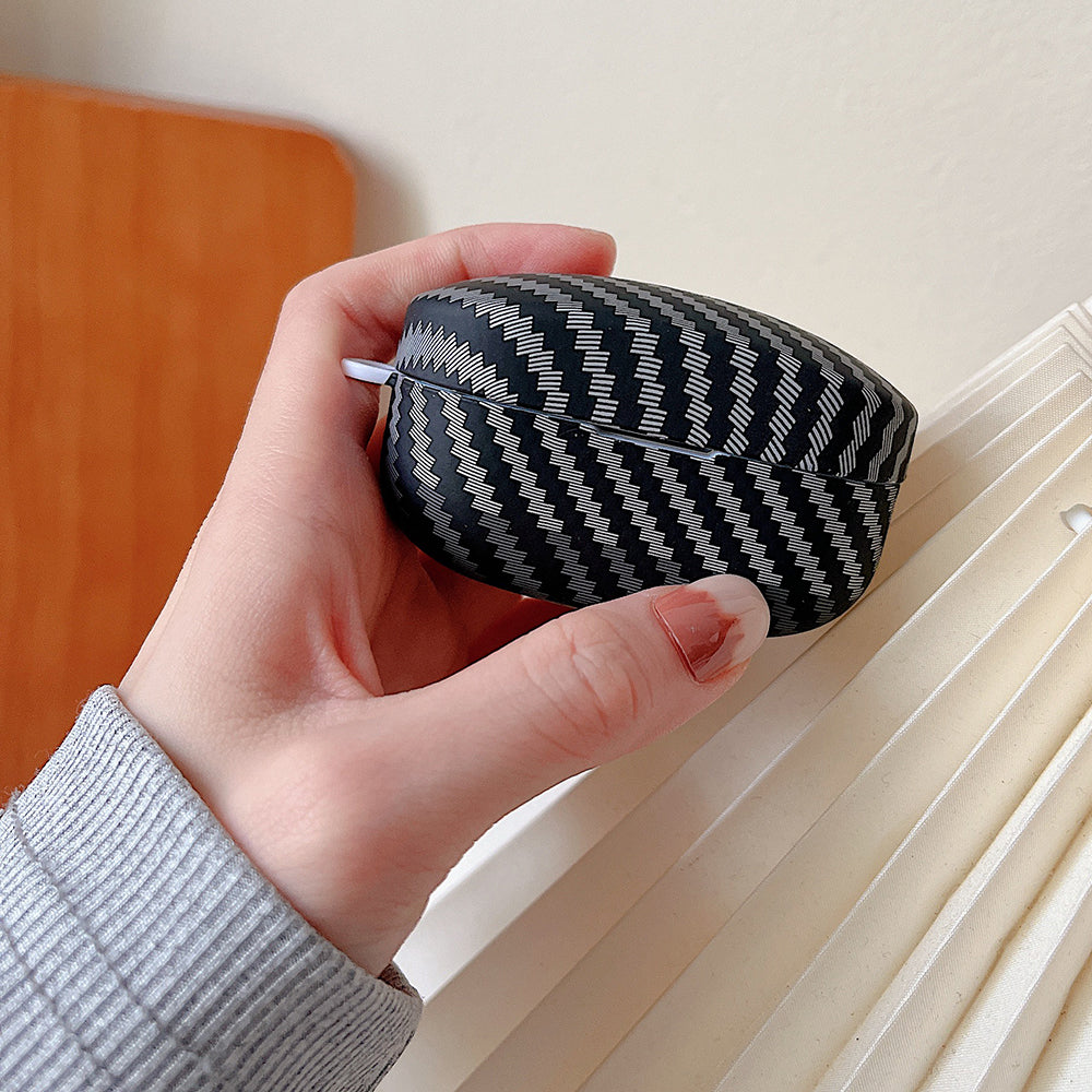 For Sony WF-1000XM4 Earphone Case Carbon Fiber Texture Bi-color Earbud Drop-proof Hard PC Cover