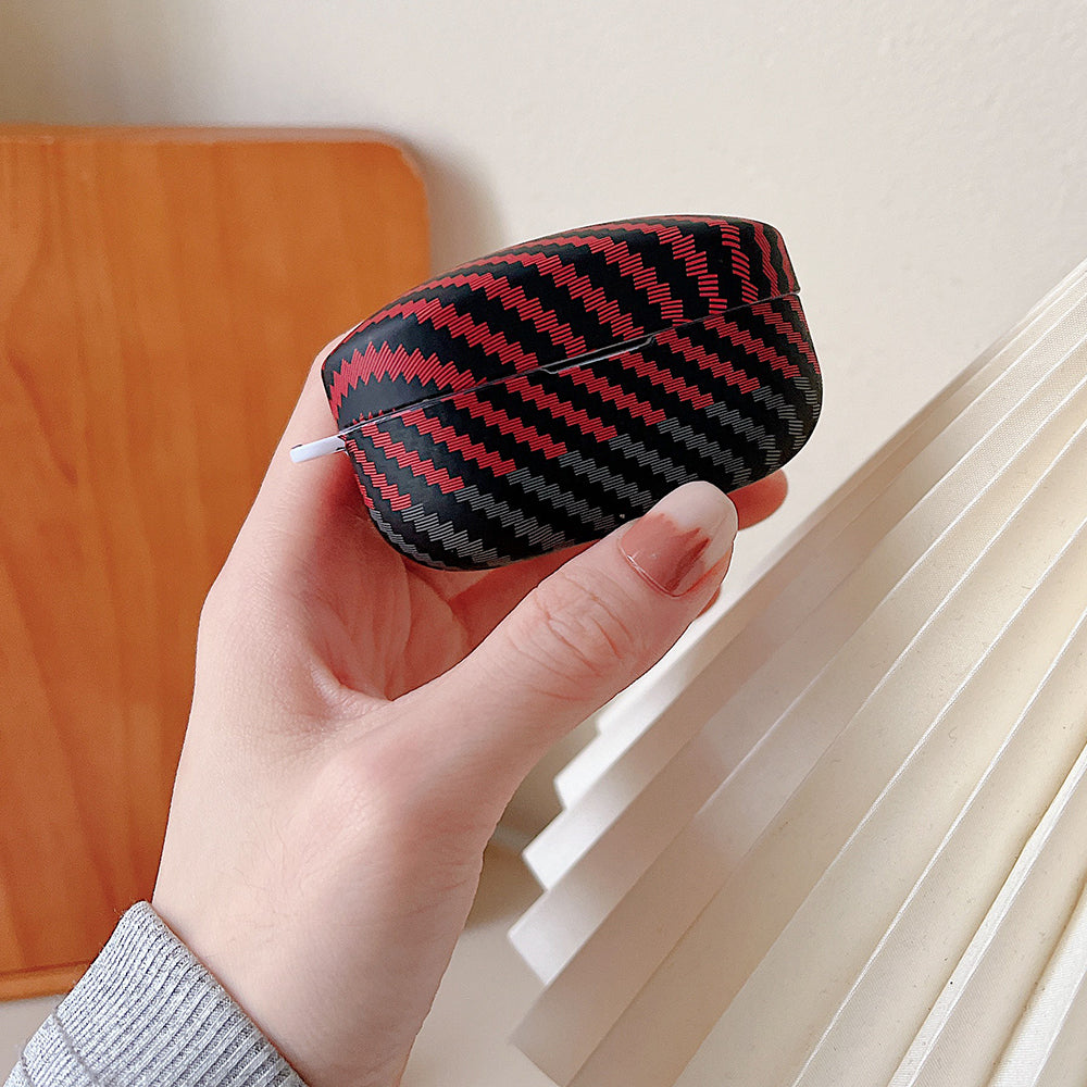 For Sony WF-1000XM4 Earphone Case Carbon Fiber Texture Bi-color Earbud Drop-proof Hard PC Cover