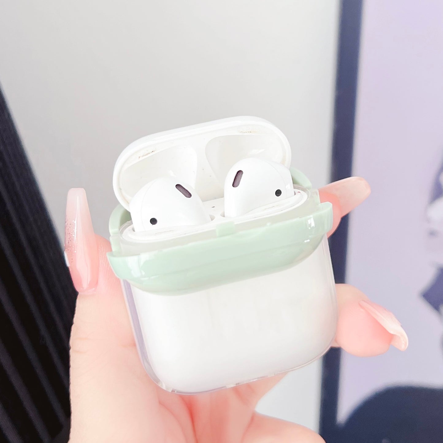 TPU + PC Case for Apple AirPods with Charging Case (2016) / (2019) / AirPods with Wireless Charging Case (2019) , Earphone Protective Cover with Strap