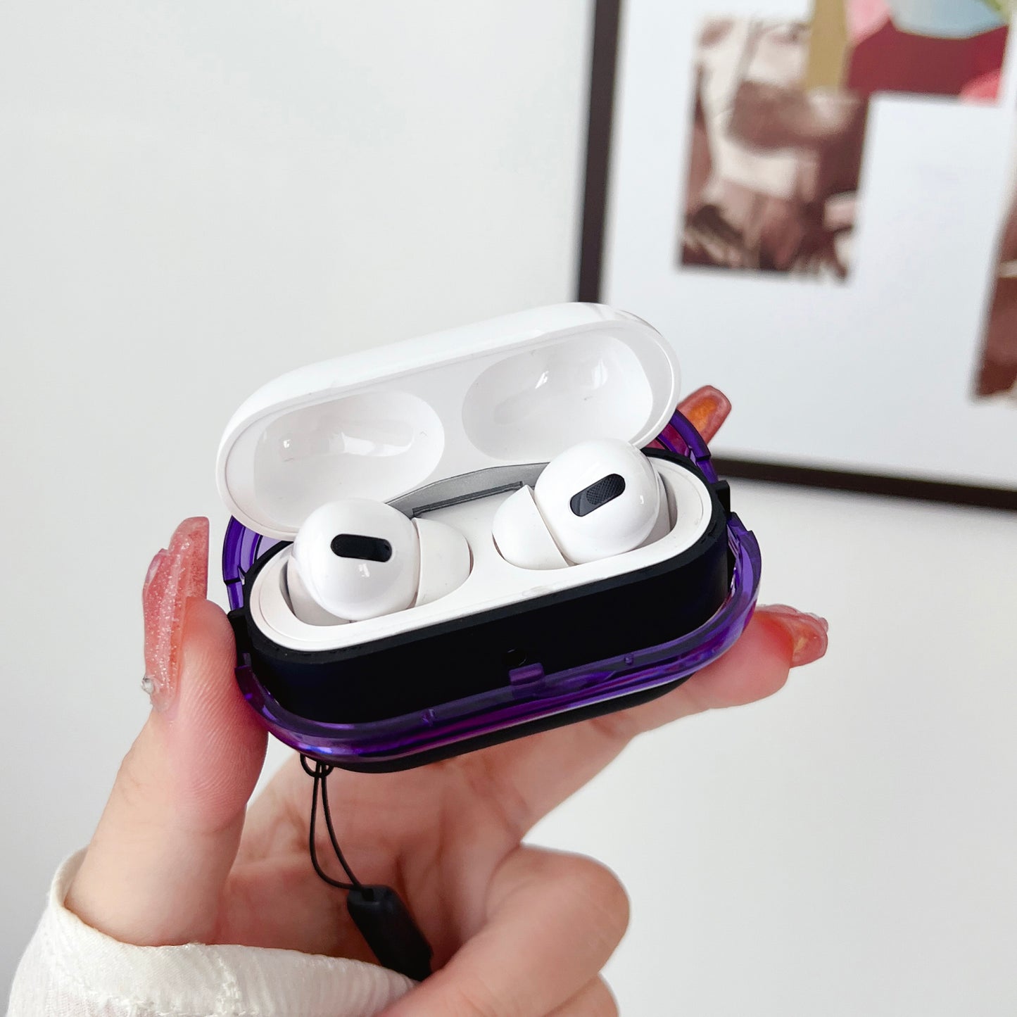 For AirPods Pro 2 TPU + PC Earphone Case Shockproof Protective Cover with Anti-lost Strap