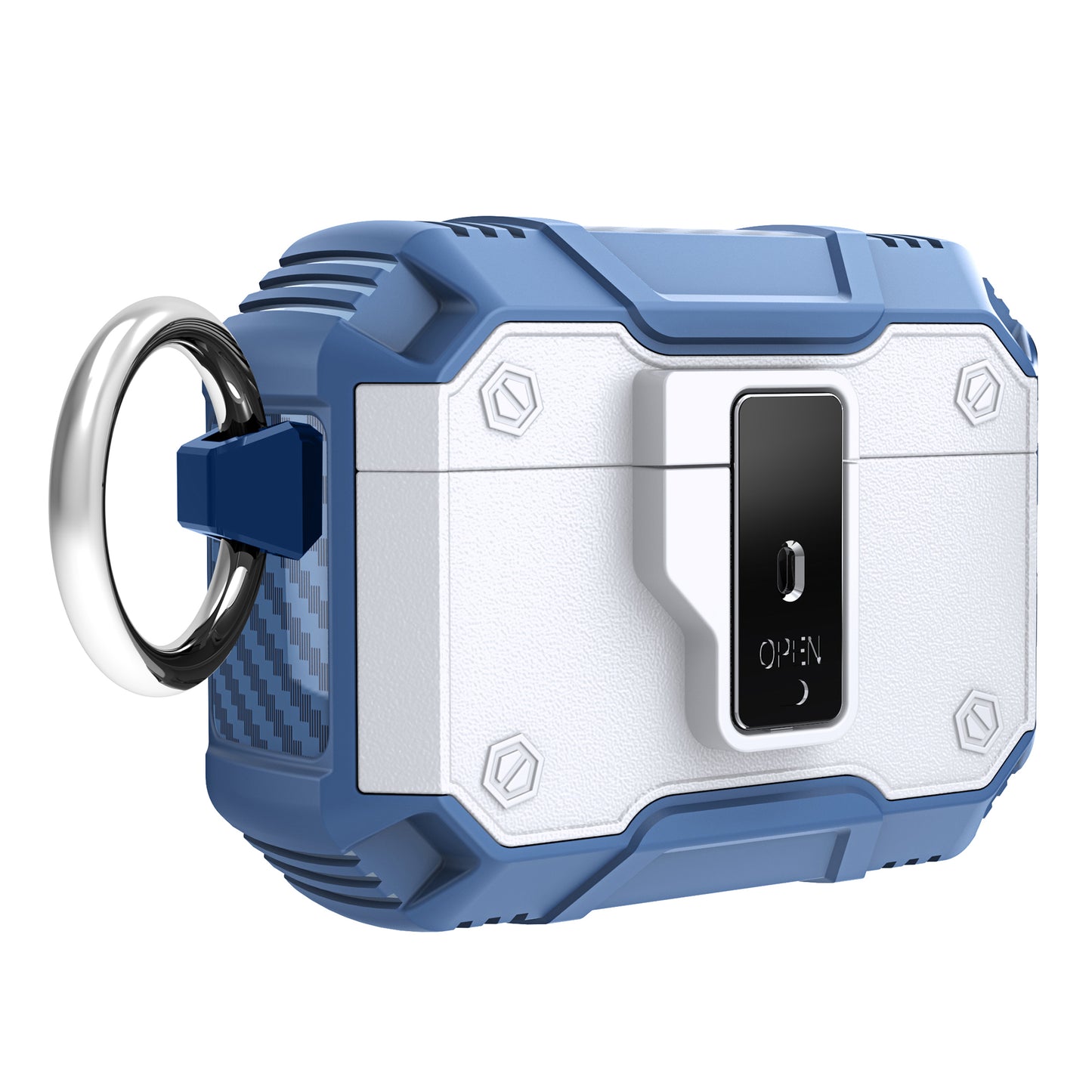 For AirPods Pro 2 Button Lock TPU+PC Case Bluetooth Earbuds Charging Case Cover with Metal Buckle