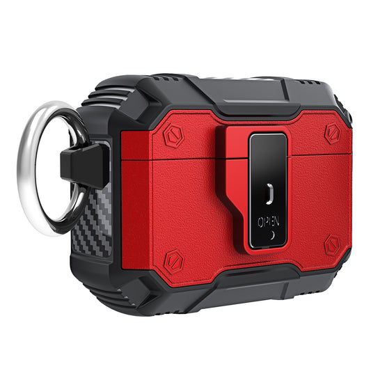 For AirPods Pro 2 Button Lock TPU+PC Case Bluetooth Earbuds Charging Case Cover with Metal Buckle