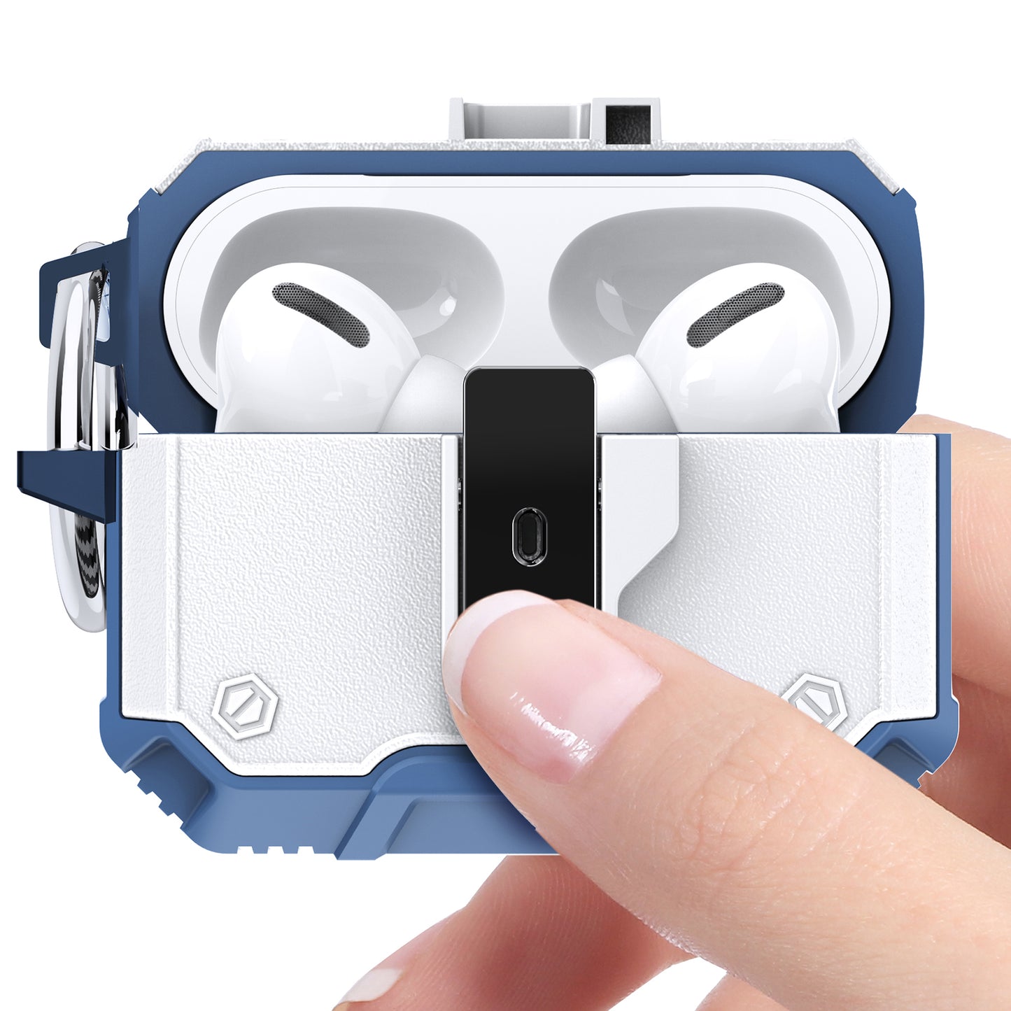 For AirPods Pro 2 Button Lock TPU+PC Case Bluetooth Earbuds Charging Case Cover with Metal Buckle