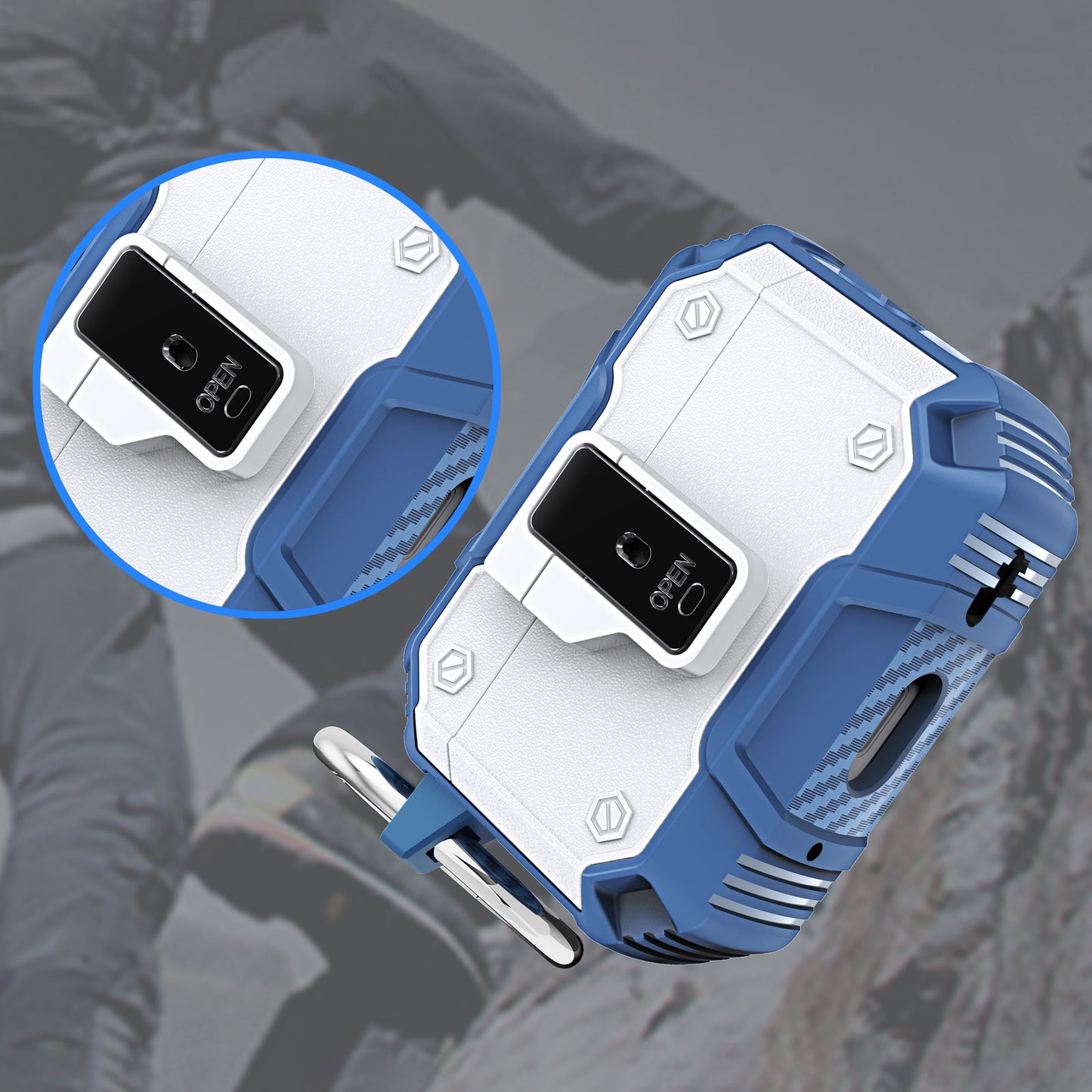 For AirPods Pro 2 Button Lock TPU+PC Case Bluetooth Earbuds Charging Case Cover with Metal Buckle