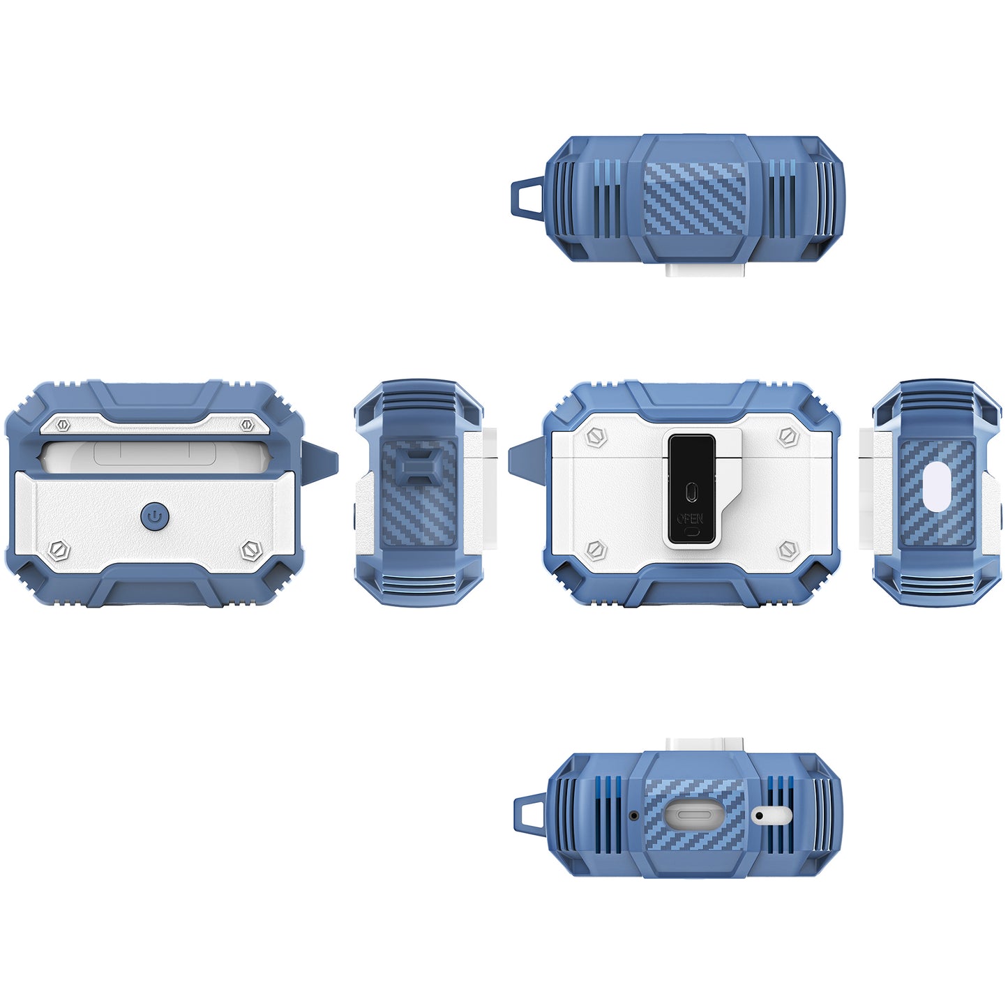 For AirPods Pro 2 Button Lock TPU+PC Case Bluetooth Earbuds Charging Case Cover with Metal Buckle