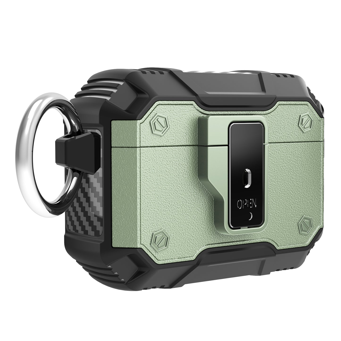 For AirPods Pro 2 Button Lock TPU+PC Case Bluetooth Earbuds Charging Case Cover with Metal Buckle