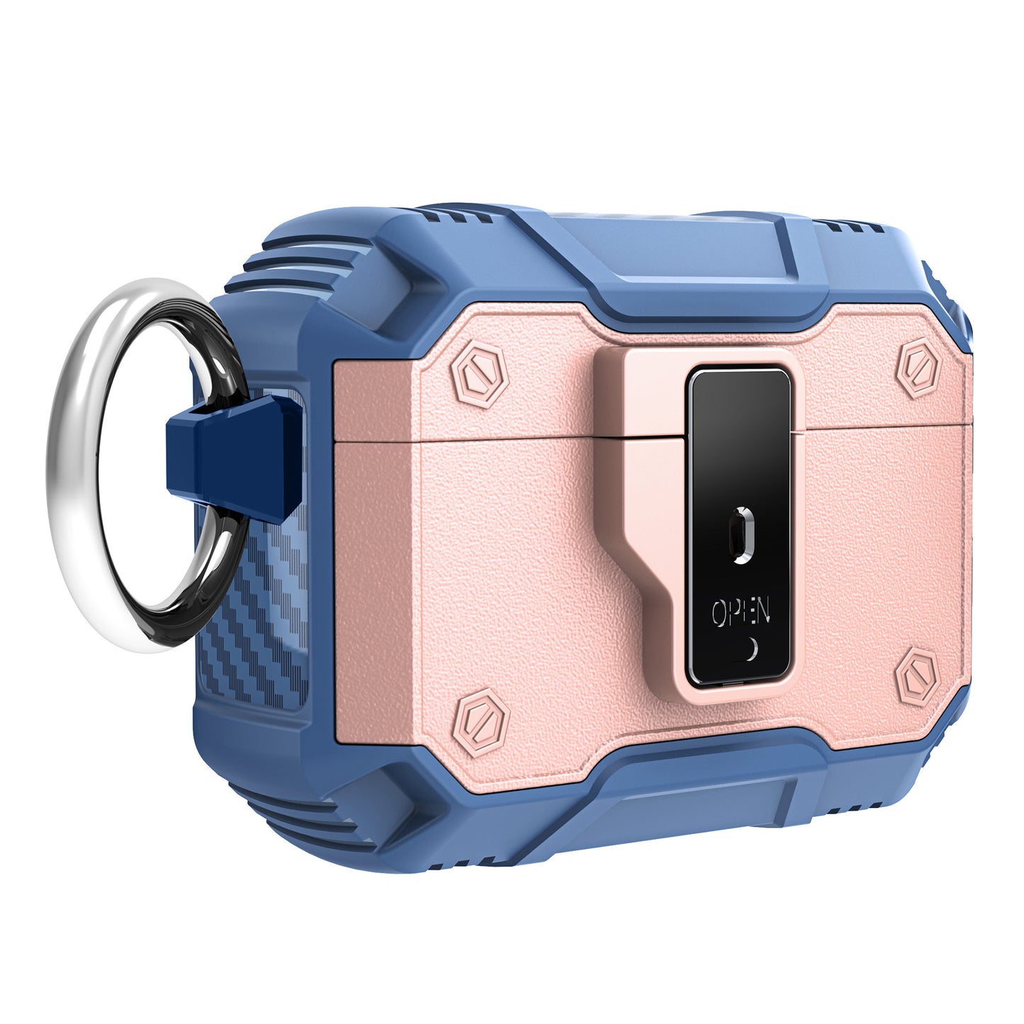 For AirPods Pro 2 Button Lock TPU+PC Case Bluetooth Earbuds Charging Case Cover with Metal Buckle