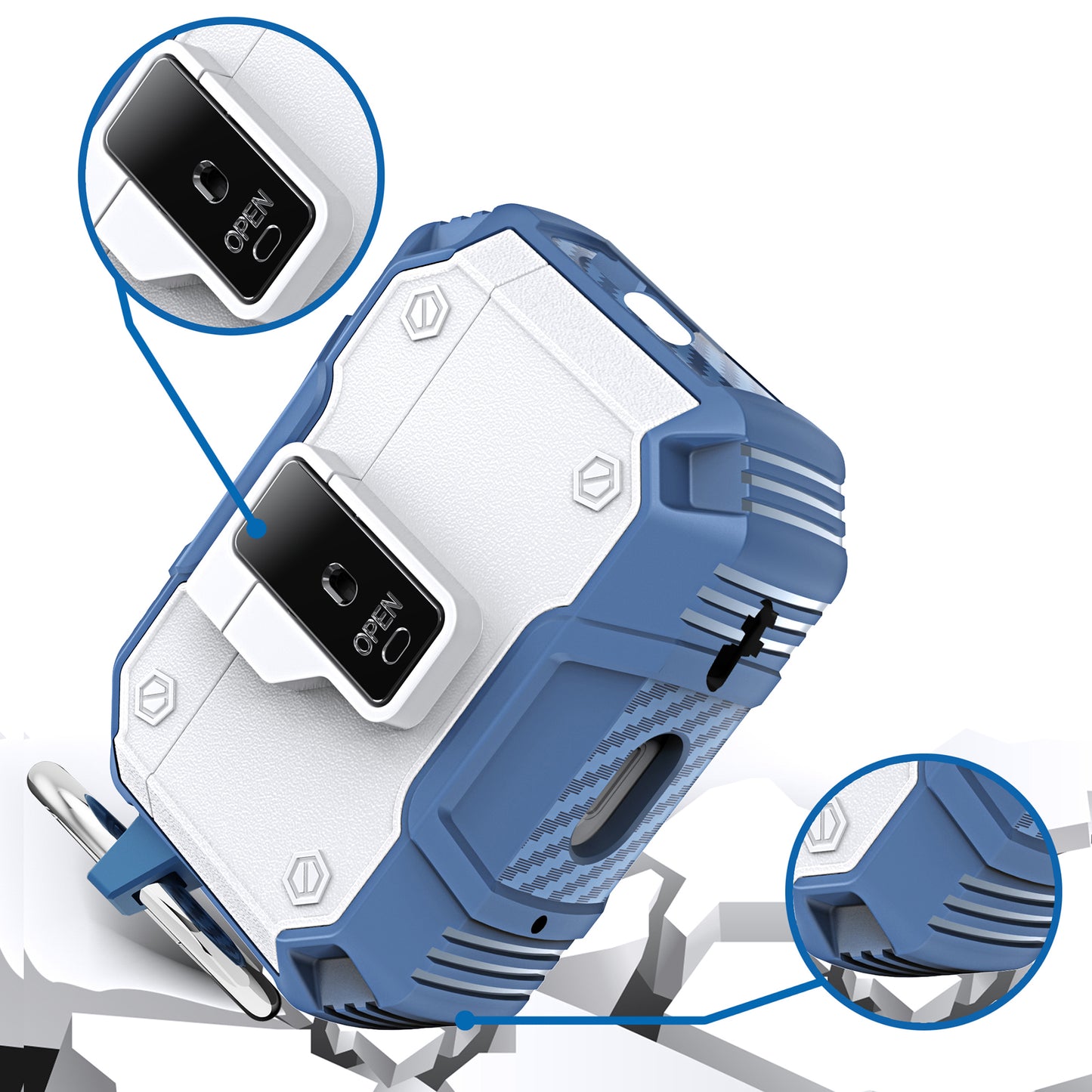For AirPods Pro 2 Button Lock TPU+PC Case Bluetooth Earbuds Charging Case Cover with Metal Buckle