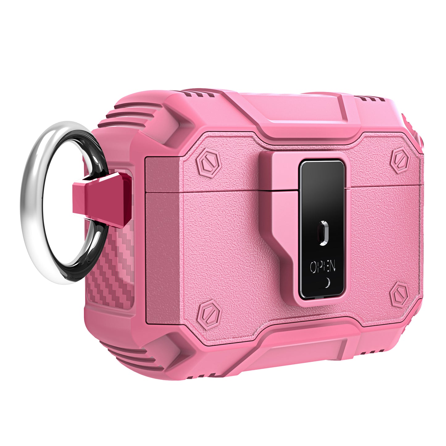 For AirPods Pro 2 Button Lock TPU+PC Case Bluetooth Earbuds Charging Case Cover with Metal Buckle