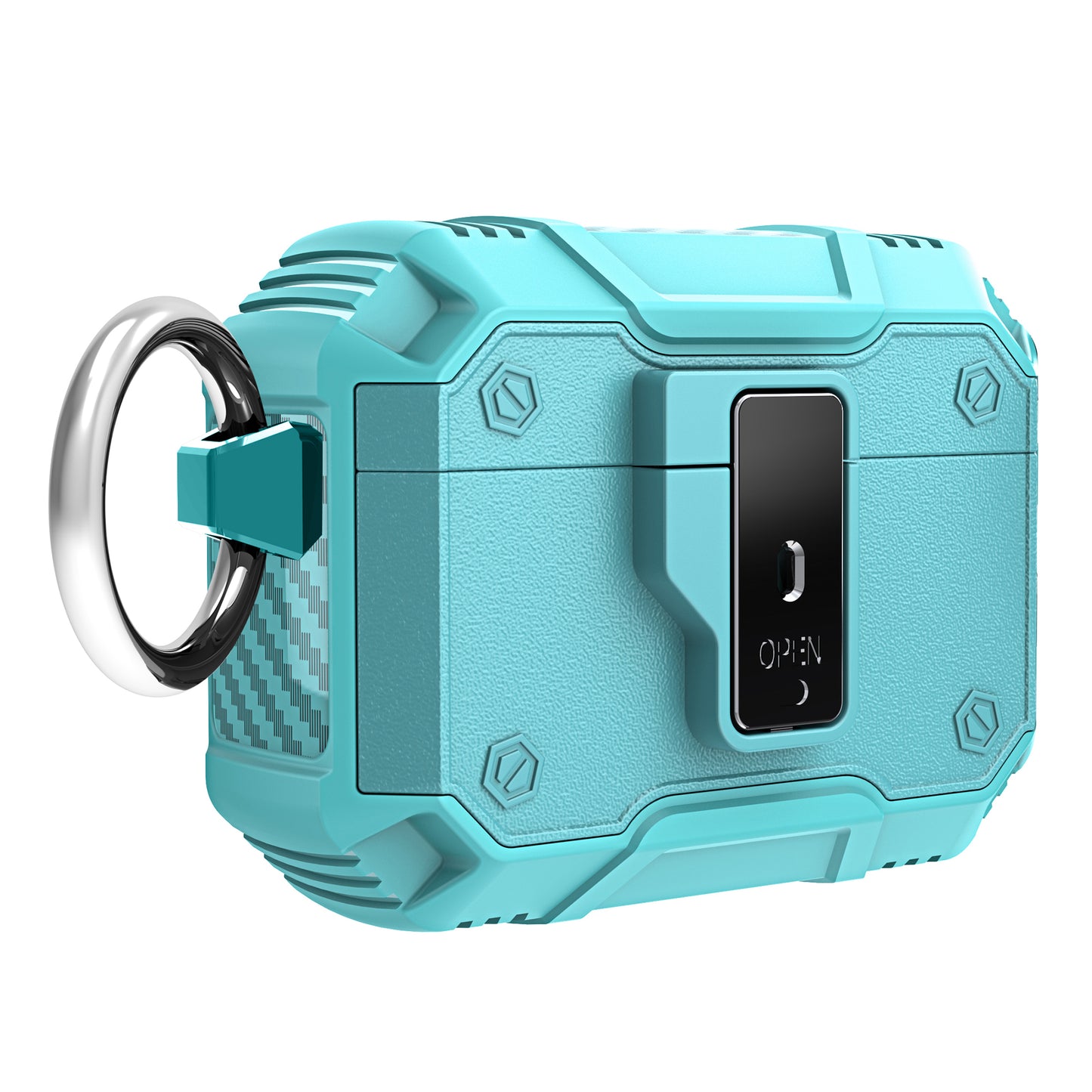 For AirPods Pro 2 Button Lock TPU+PC Case Bluetooth Earbuds Charging Case Cover with Metal Buckle