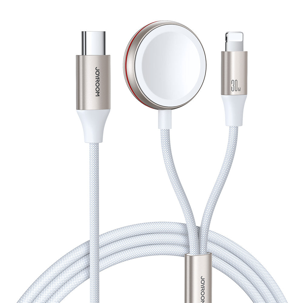 JOYROOM S-IW012 2 in 1 1.5m USB-C to Watch Magnetic Charger + 1.5m PD 30W Fast Charging Cable for Apple Watch / iPhone / iPad