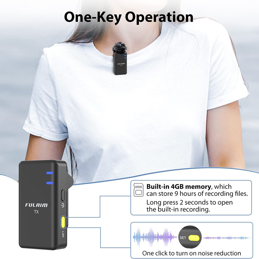 Wireless Lavalier Microphone Portable Mini Collar Clip Mic Set 2 Transmitter + Receiver with Charging Case