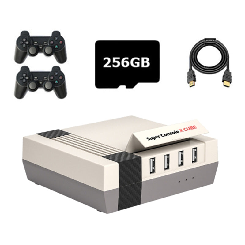 KINHANK Super Console X Cube Mini Classic Game Console with 2 Wireless Controllers, 256GB HD Video Games (EU Plug)