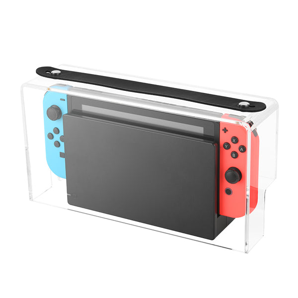 LIGHTNING POWER For Nintendo Switch Console Portable Transparent Protective Case Dust-proof Cover with Carrying Strap