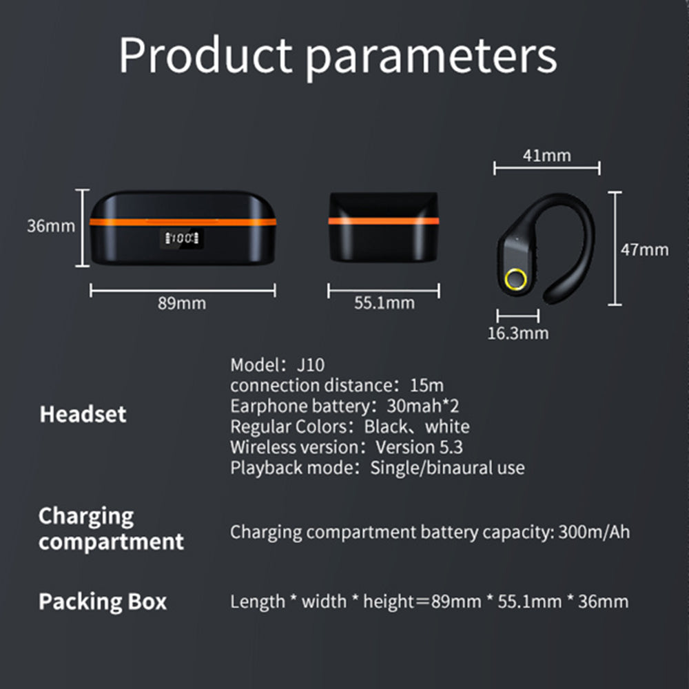 J10 Wireless Bluetooth Headset IPX5 Waterproof Headphones TWS ENC Earbuds with Ear Caps