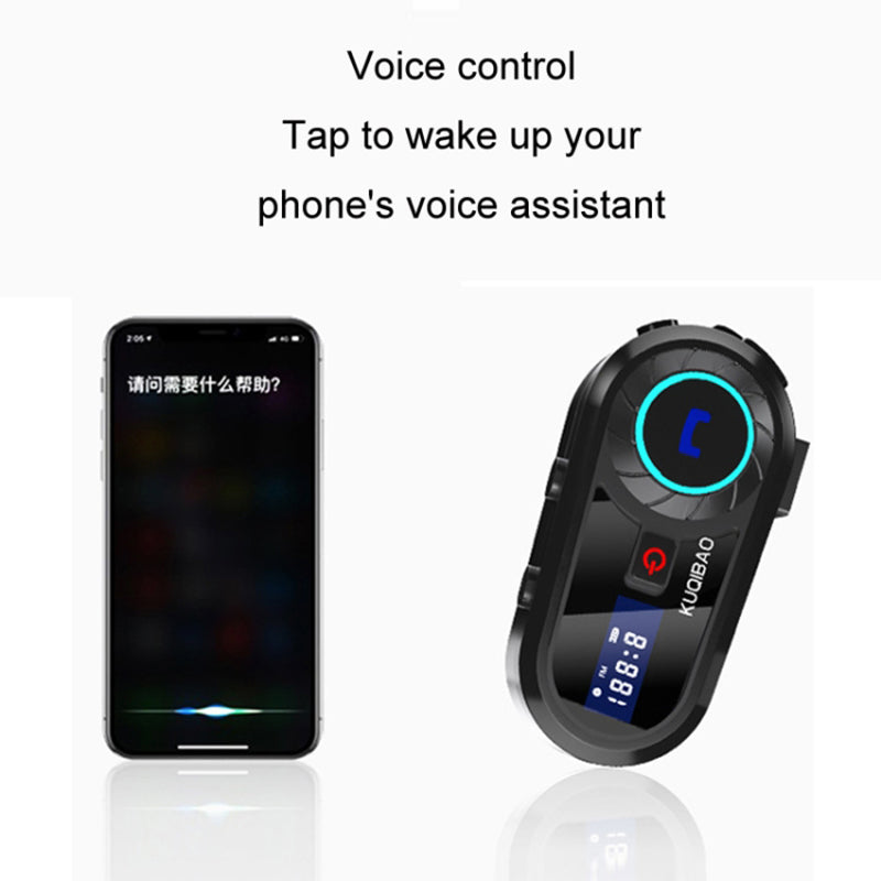 KUQIBAO Moto Interphone Helmet Bluetooth Headset Motorcycle Intercom Waterproof Headphone (with Hard Microphone)