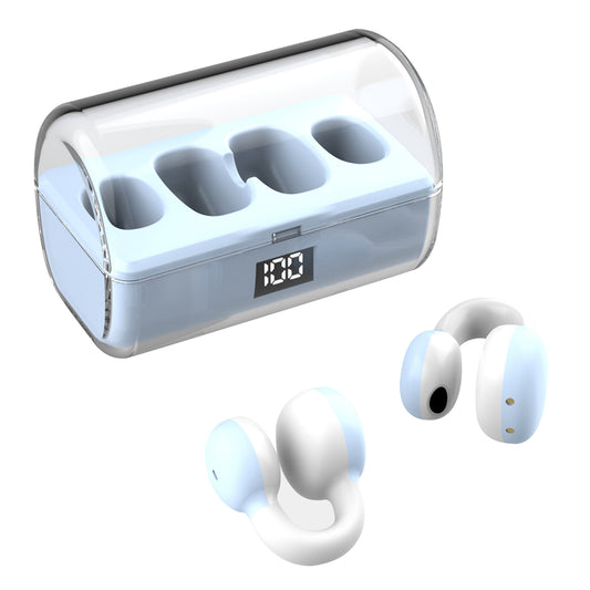 FK8 Bone Conduction Bluetooth Earphones Ear Clip Headphones with Digital Display Charging Case