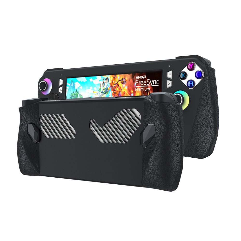 For ASUS ROG Ally Game Controller Protector Set, Tempered Glass Screen Film + Silicone Protective Sleeve + Thumb Stick Grip Cap Case