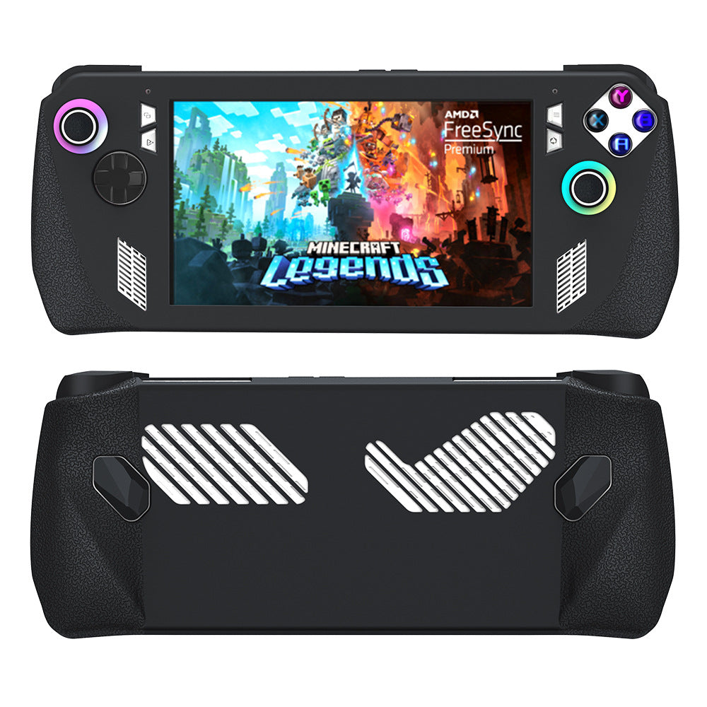 For ASUS ROG Ally Game Controller Protector Set, Tempered Glass Screen Film + Silicone Protective Sleeve + Thumb Stick Grip Cap Case