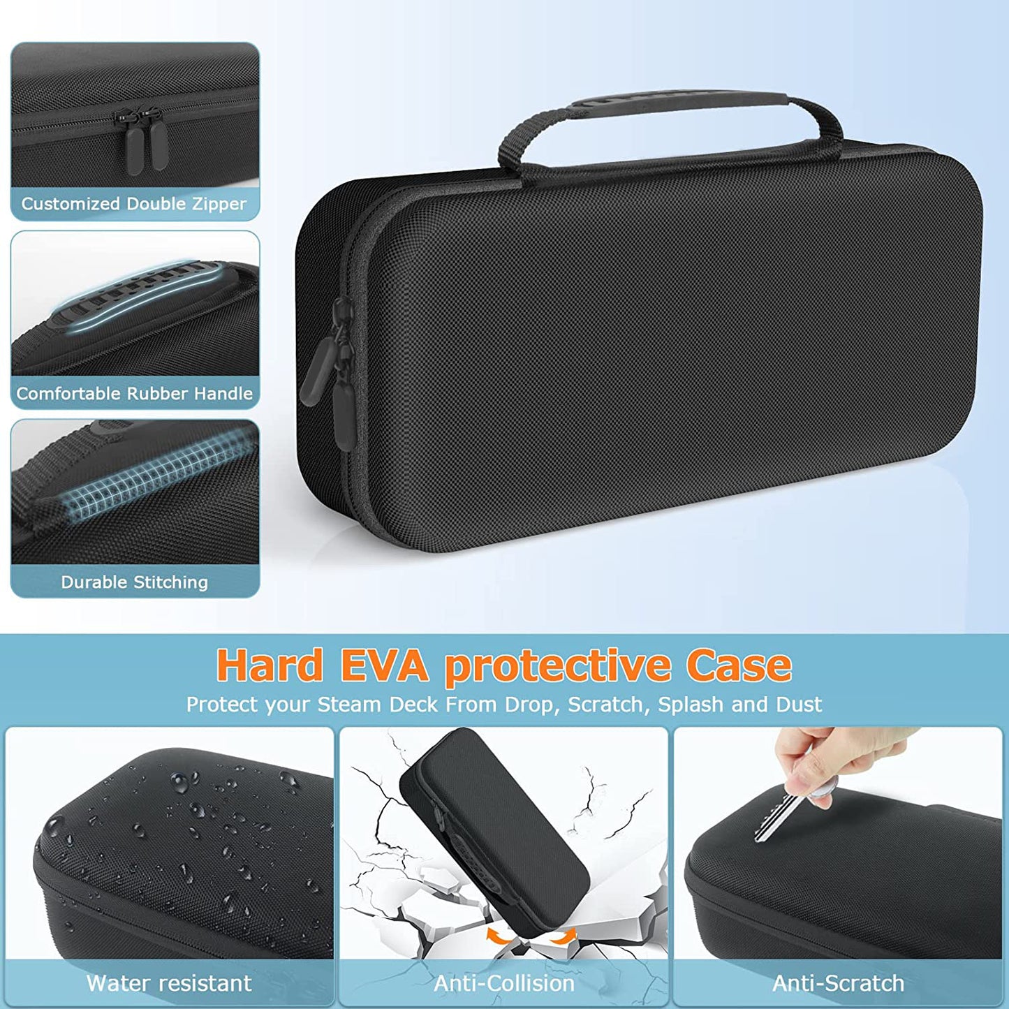 Carrying Case for Steam Deck , Shockproof Hard EVA Nylon Console Games Accessories Storage Box