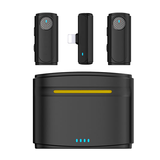 J20 Wireless Lavalier Microphone 3 Gears Noise Reduction Lapel Clip Mic, 2 Mic + 1 Receiver