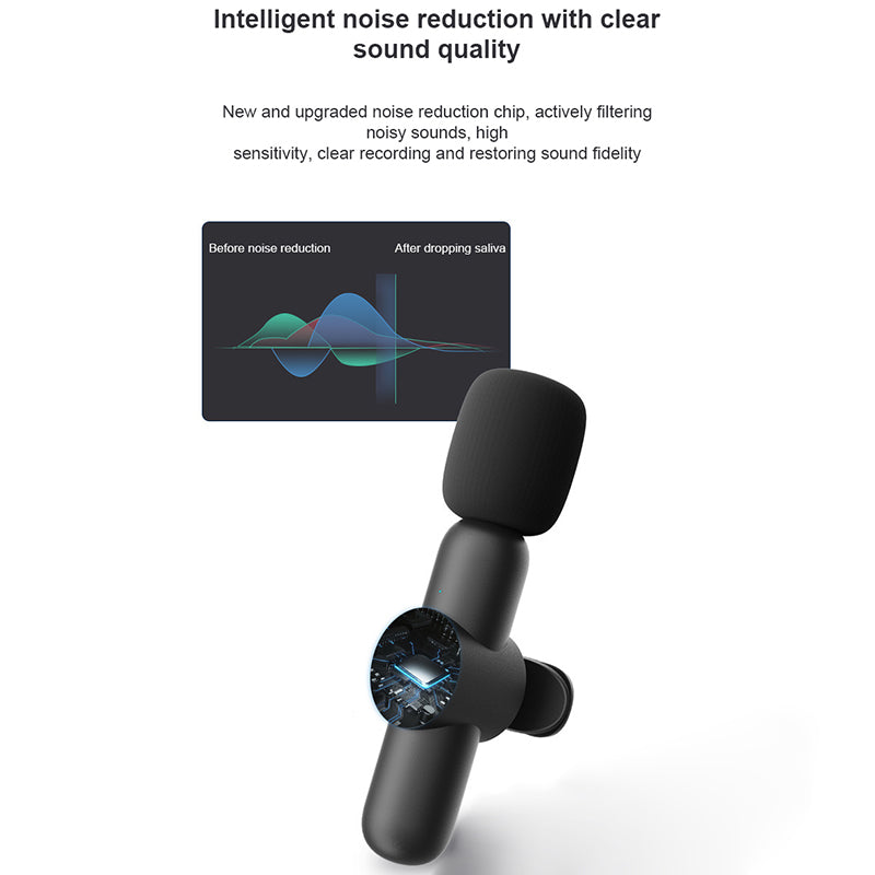 K3 Noise Reduction Collar Clip Microphone Type-C Mini Wireless Mic for Live Broadcast, 1 Transmitter+2 Receivers