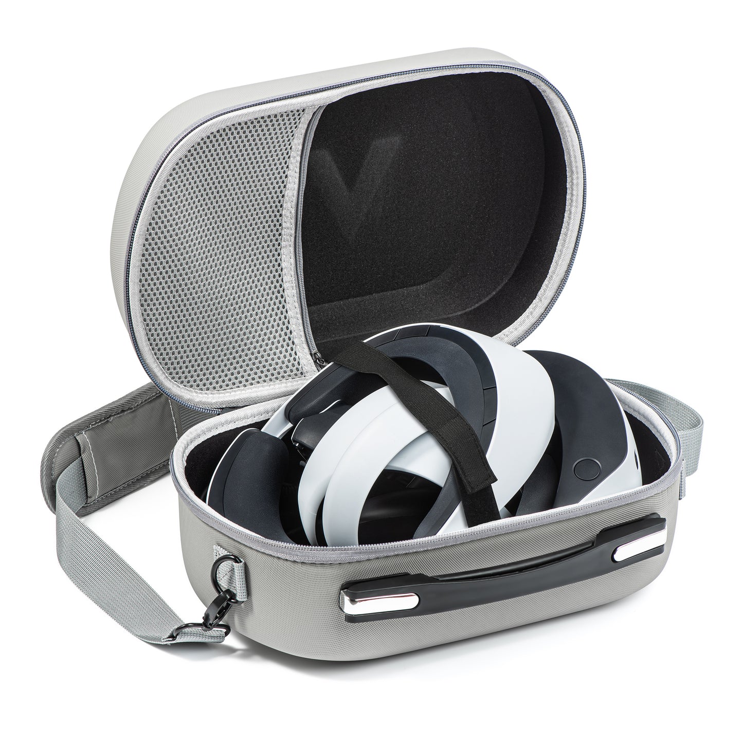 DEVASO For PlayStation VR2 PU Leather Storage Bag VR Glasses Shockproof Tote Crossbody Bag