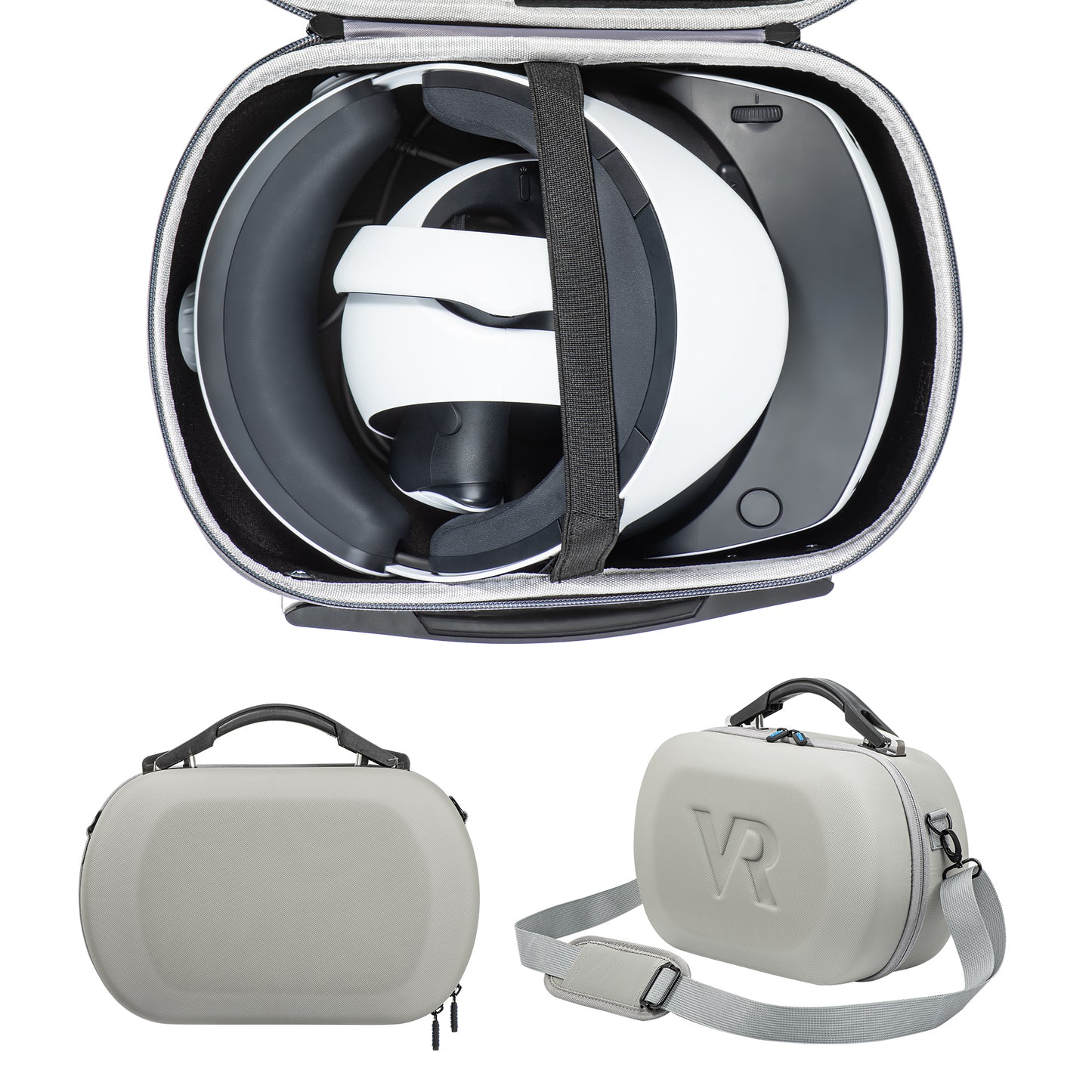 DEVASO For PlayStation VR2 PU Leather Storage Bag VR Glasses Shockproof Tote Crossbody Bag