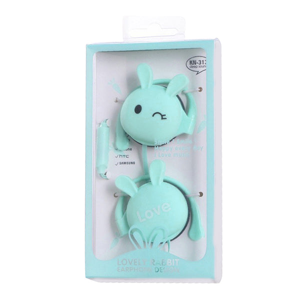 Cartoon Rabbit Earbuds Wired Over Ear Headphones Clip Walking Gym Headset with Microphone