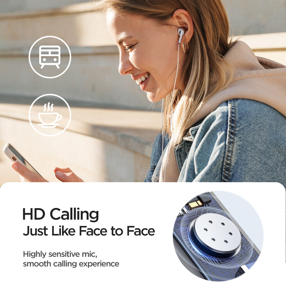 JOYROOM EW07 Half-In-Ear 3.5mm AUX Headphone Built-in Mic Volume Control Stereo Sound Wired Earphone