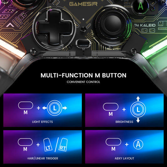 GAMESIR T4Kaleid Controller for Nintendo Switch / PC / Steam Game Console Wired Controller Gamepad with Color Light Effect
