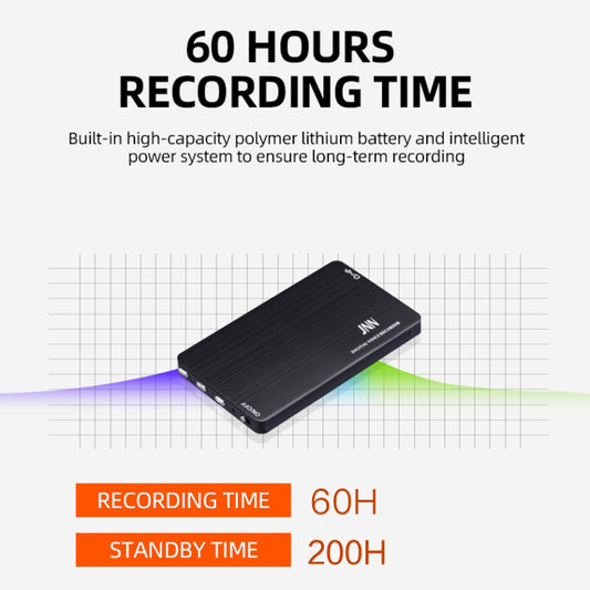 JNN M2 64GB Mini Digital Audio Voice Recorder MP3 Player 192Kbps Recording WAV Aluminum Alloy Sound Recorder