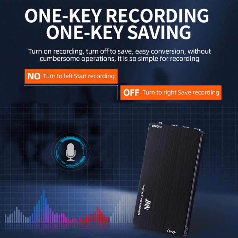 JNN M2 64GB Mini Digital Audio Voice Recorder MP3 Player 192Kbps Recording WAV Aluminum Alloy Sound Recorder
