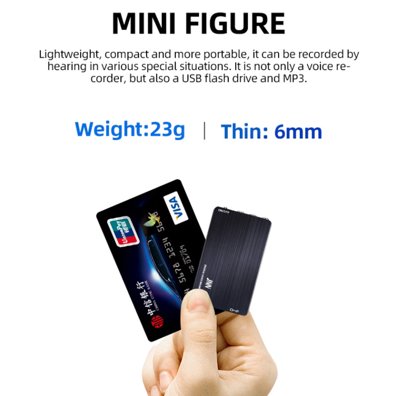 JNN M2 64GB Mini Digital Audio Voice Recorder MP3 Player 192Kbps Recording WAV Aluminum Alloy Sound Recorder