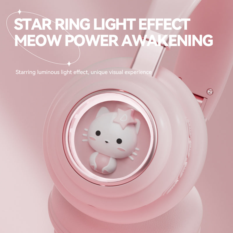 KE-30 Cat Space Capsule Design Wireless Headset RGB Colorful Light Gaming Bluetooth Headphone